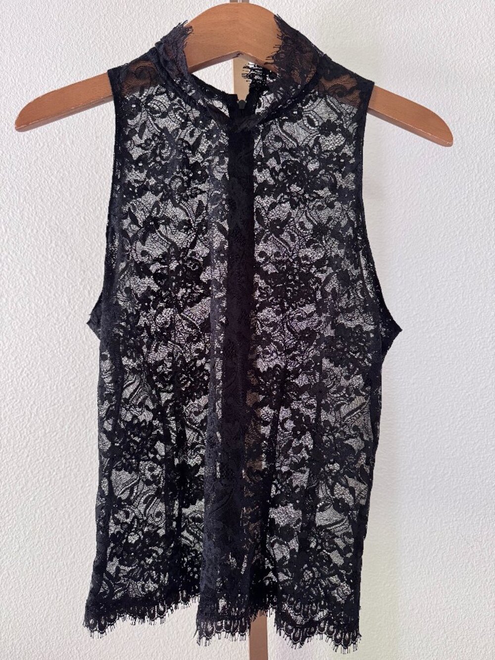 Vintage Victoria's Secret Black Lace Mock Neck Top Small Sheer Y2K Coquette